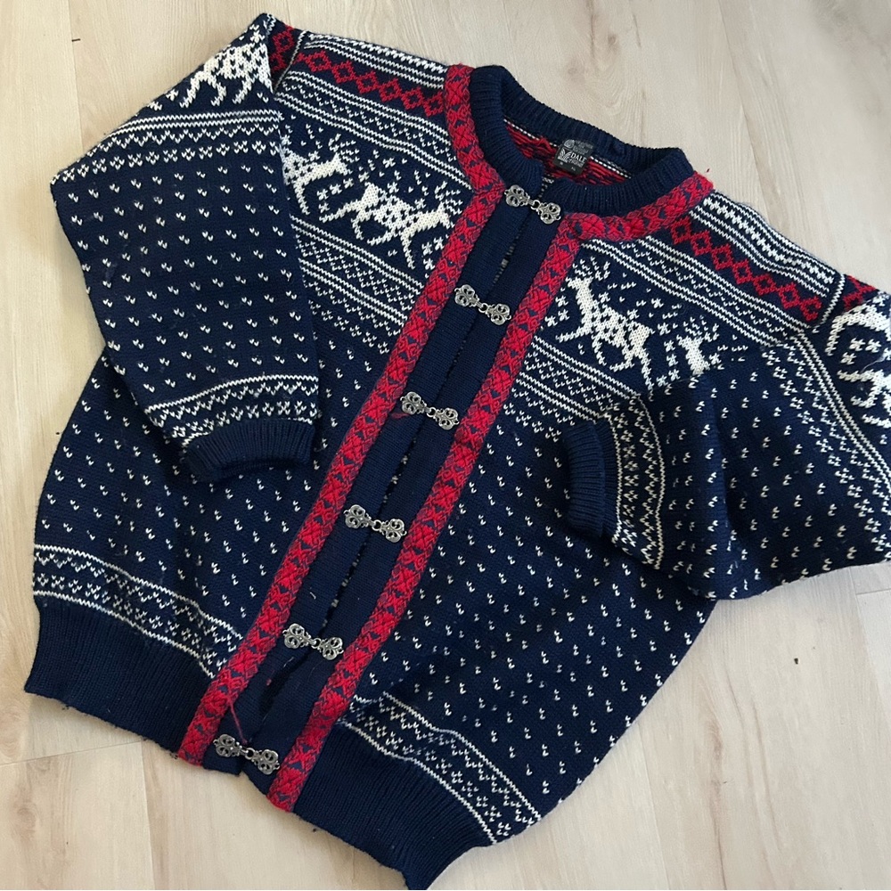 DALE of norway virigin wool sweater womens size XXL loose weave navy winter - Picture 4 of 14